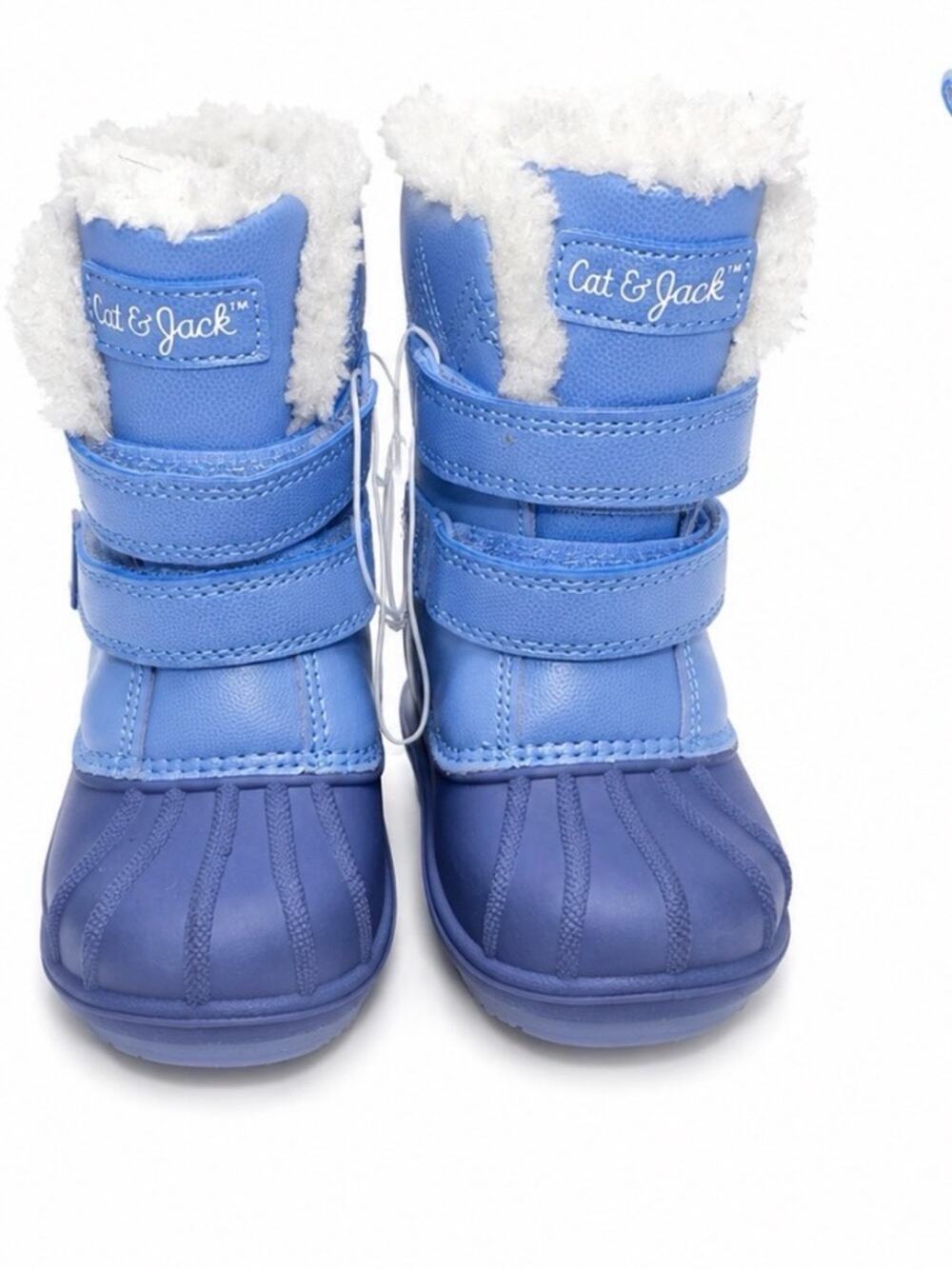 Cat & Jack Toddler Winter Snow Boots Iridescent Blue Faux Fur Lined Size 8 NWT